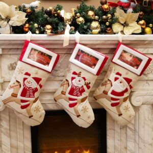 Christmas Stockings Set of 3 Santa, Snowman, Reindeer, Xmas Character 3D