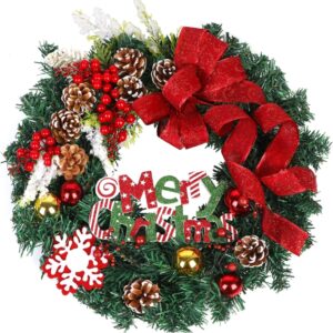 18" Artificial Christmas Red Wreath, Front Door Christmas Wreath, Home Office Wall Wedding Holiday Christmas Decor