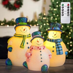 Flickering Snowman Carved Candles, Battery Realistic Candle with Timer&Remote for Christmas Decor