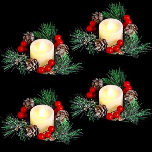 Christmas Candles with Rings Wreaths Flameless Led Candles with Wreath for Home Decor