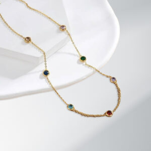 Woman Gold Plated Stainless Steel Multi Color Necklace Chain/Bracelet