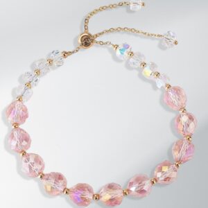 1pc Fashionable Pink Natural Crystal Pink Beaded Bracelet Women Bracelet