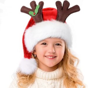 Santa Hat for Kids,Xmas Hat,Unisex Velvet Classic Toddler Santa Claus Hat for Christmas