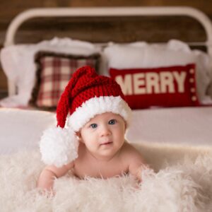 Crochet Infant Newborn Christmas Hat,Santa Christmas Newborn Photo Prop