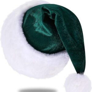 Unisex Velvet Comfort Green Christmas Hat Hats Extra Thicken Classic Plush for Christmas