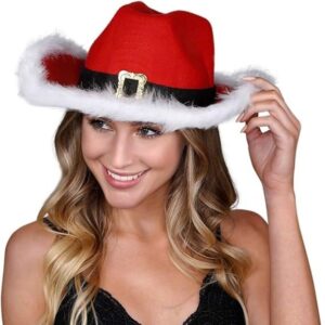 Unisex Adult Santa Hats, Claus Christmas Cowboy Hat for Men and Women, Xmas Hats