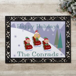 Personalized Sledding Family Characters Doormat