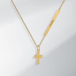 Personalization Name Necklace with a Tiny Cross