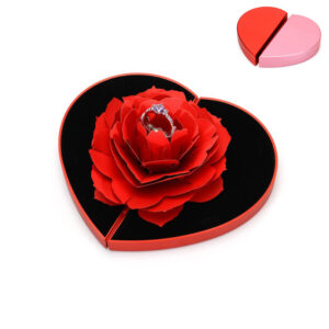 3D Love Box Heart-Shaped Rose Flower Rotating Ring Box: Perfect Valentine's Day Gift