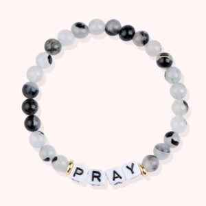 PRAY / Personalized Beautiful Faceted Glass Beads Bracelet