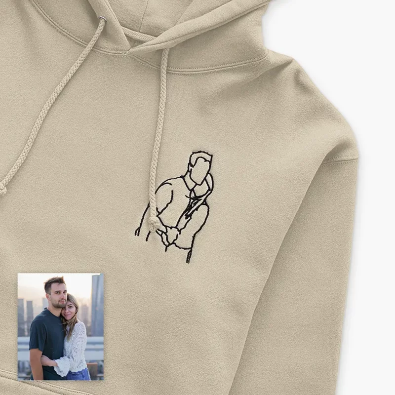 Personalized Embroidered Line Art Hoodie