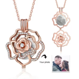 Personalized Photo Rose Necklace